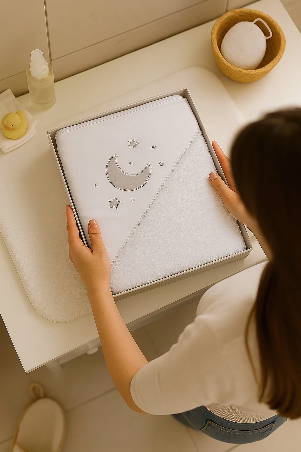 accappatoio con luna ricamato