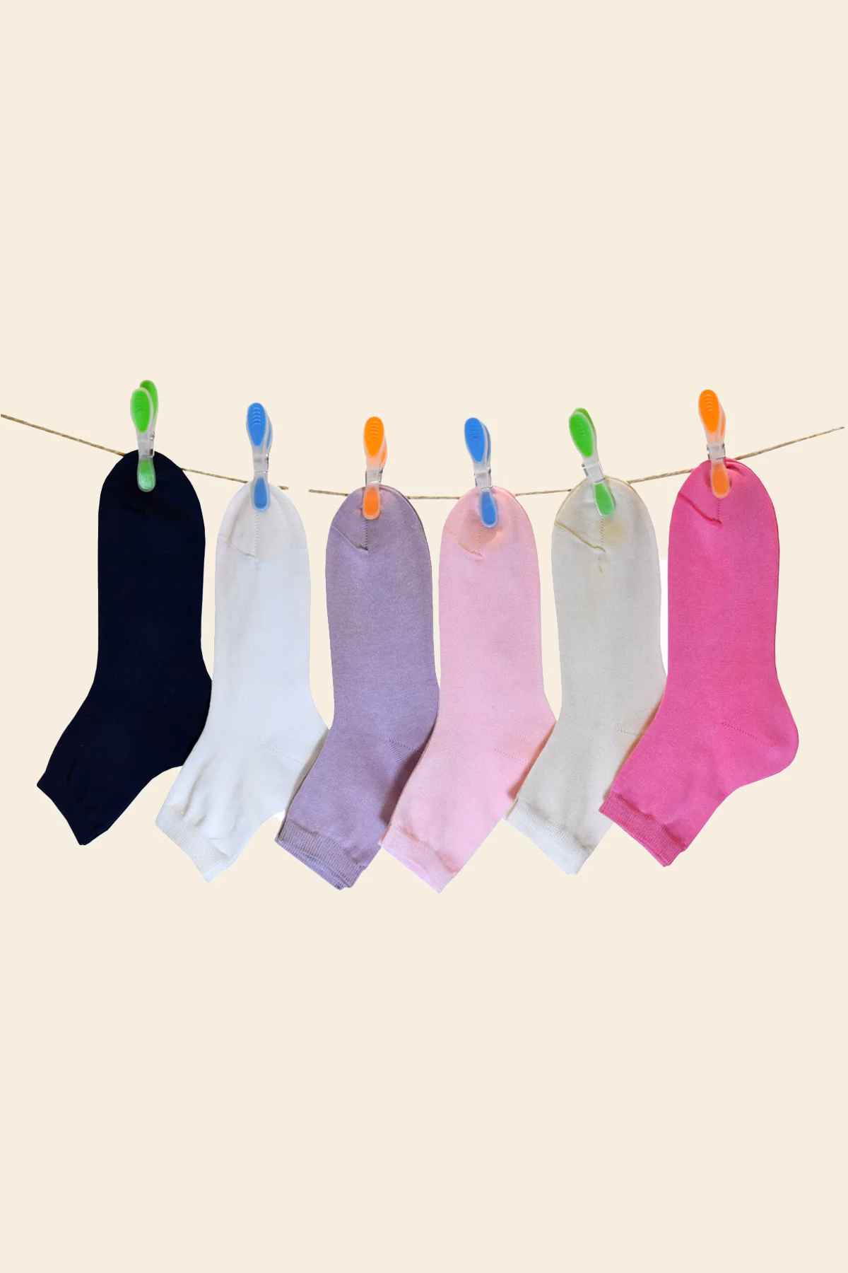 calza corta bimba colorato 6 pezzi